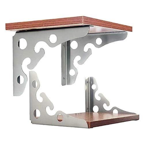 Heavy Duty Stainless Steel Floating Shelf Brackets - 10 Inch (25cm) Right Angle Wall Mounted Shelf Supports for Home, Office & Kitchen Storage - Pair of Decorative Tripod Brackets for Shelving & Organization