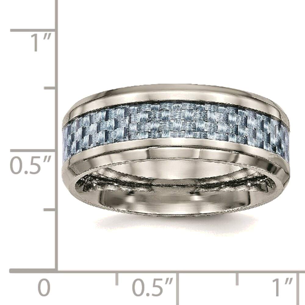 Bonyak Stainless Steel Blue Carbon Fiber Inlay Ring - Size 8 | Polished Men's Wedding Band, Durable Fashion Jewelry Gift for Him - Perfect for Weddings, Anniversaries & Everyday Wear