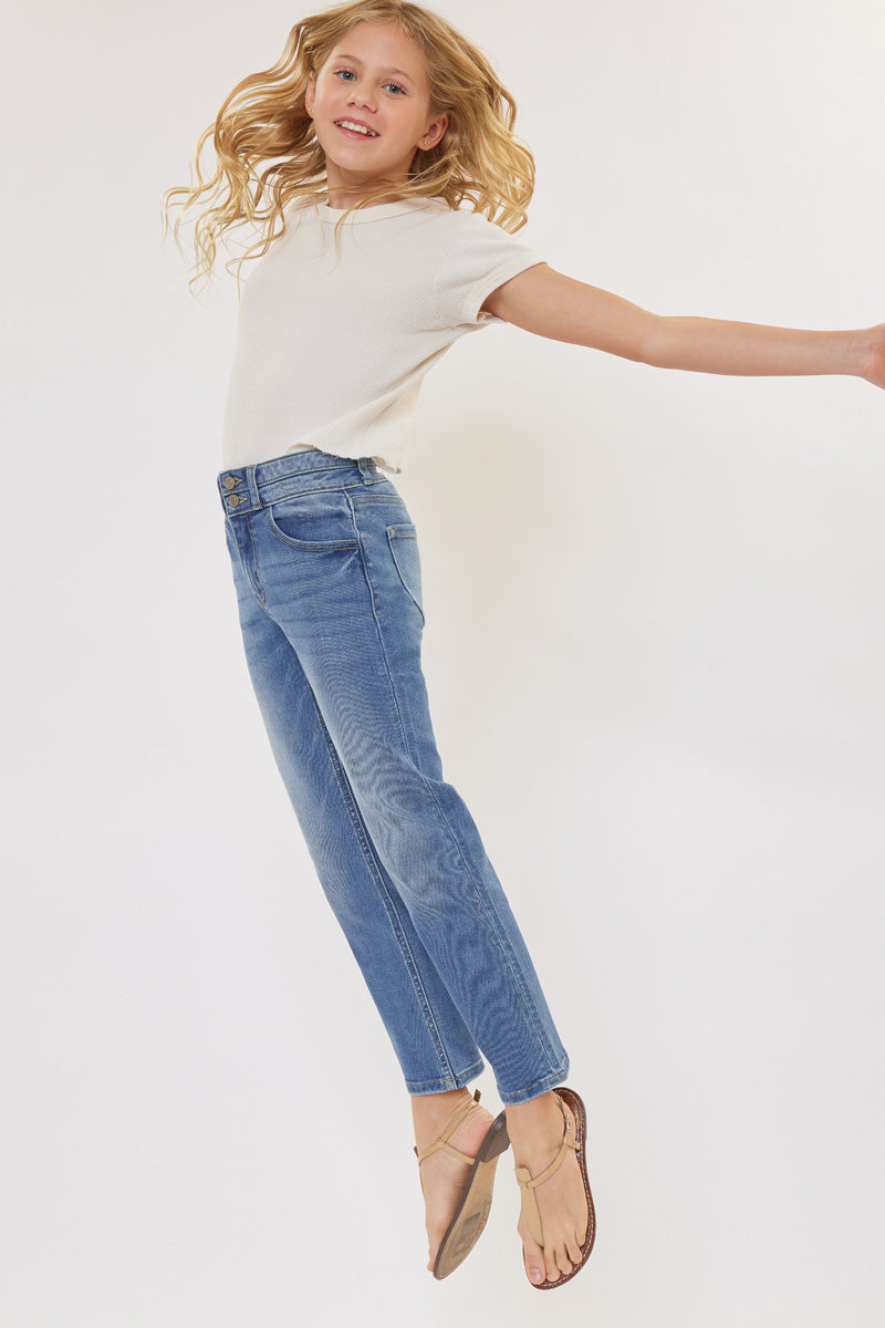 Dream High Rise Mini Straight Leg Jeans for Kids - Stylish & Comfortable Denim Pants for School, Play & Everyday Wear