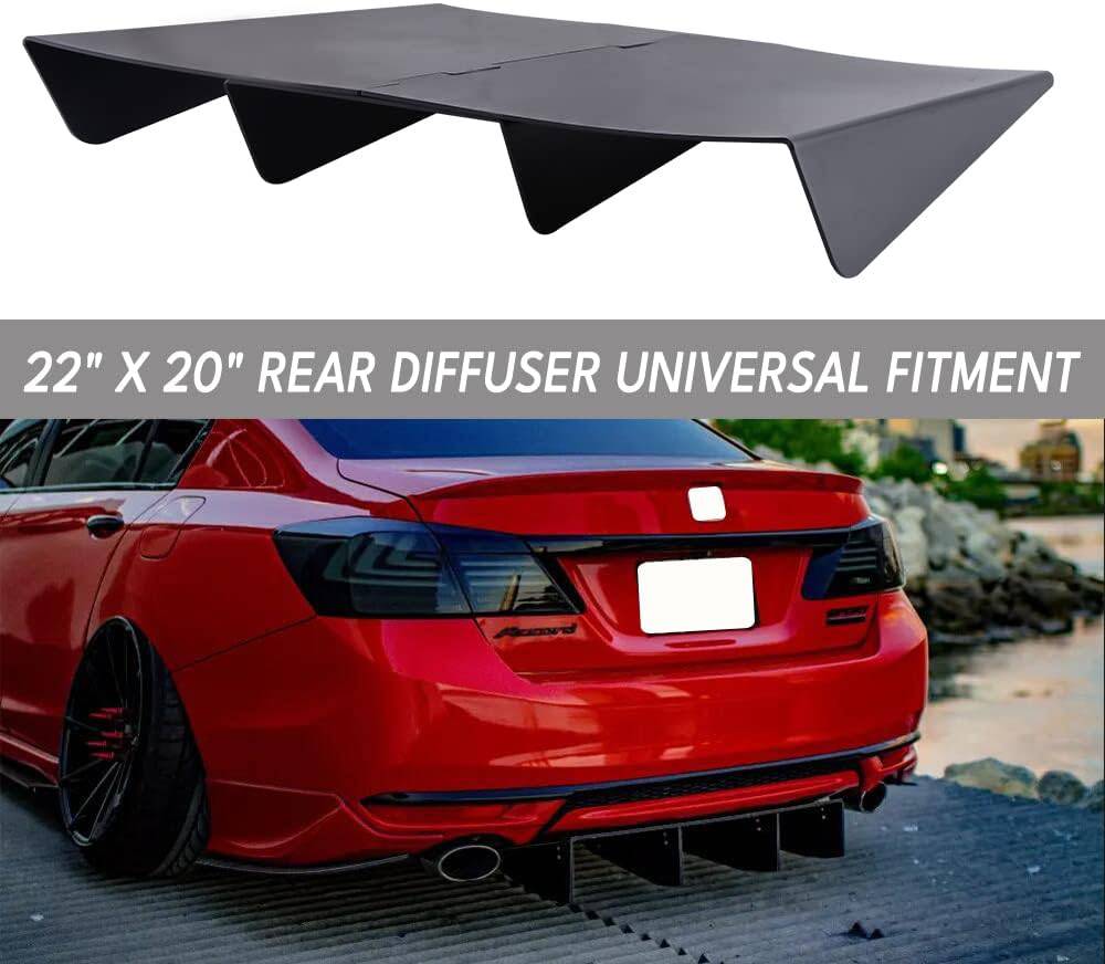 Universal Unpainted 22x20 Rear Bumper Lip Diffuser ABS Cover - Car Body Kit for Enhanced Aerodynamics & Stylish Look - Perfect for Sports Cars & Custom Builds