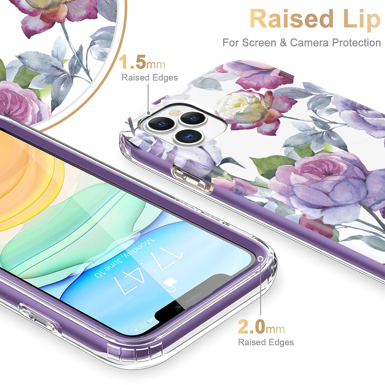 Esdot iPhone 11 Pro Max Case with Built-in Screen Protector - Fashionable Floral Design for Women & Girls | Shockproof Protective Cover for Apple iPhone 11 Pro Max 6.5