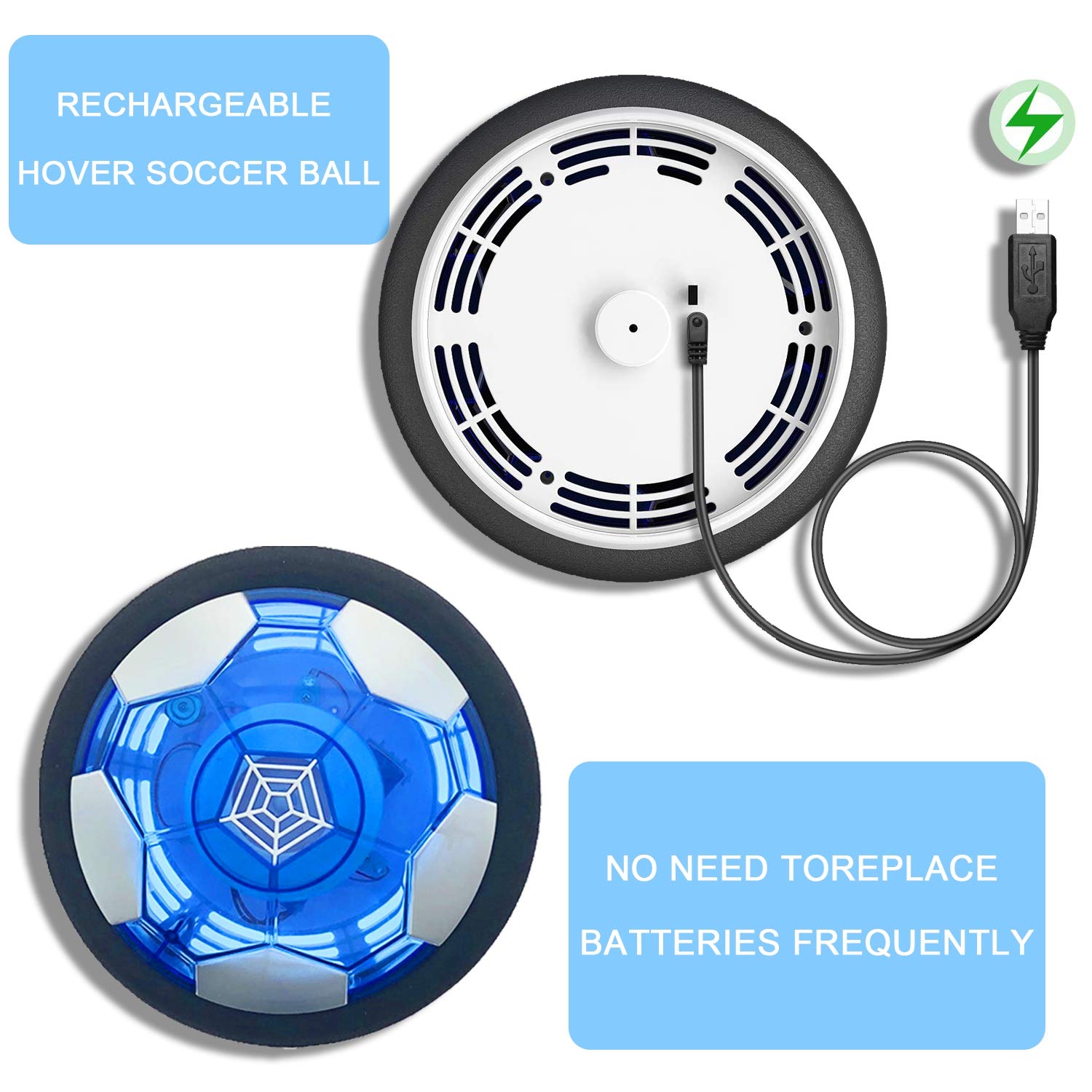**TURNMEON 2 Pack Rechargeable Hover Soccer Ball with LED Lights & Foam Bumper - Indoor Floating Soccer Toy for Kids, Boys & Girls - Perfect Holiday, Valentine's Day Gift (Black) - Fun for Playrooms, Birthday Parties & Backyard Games**