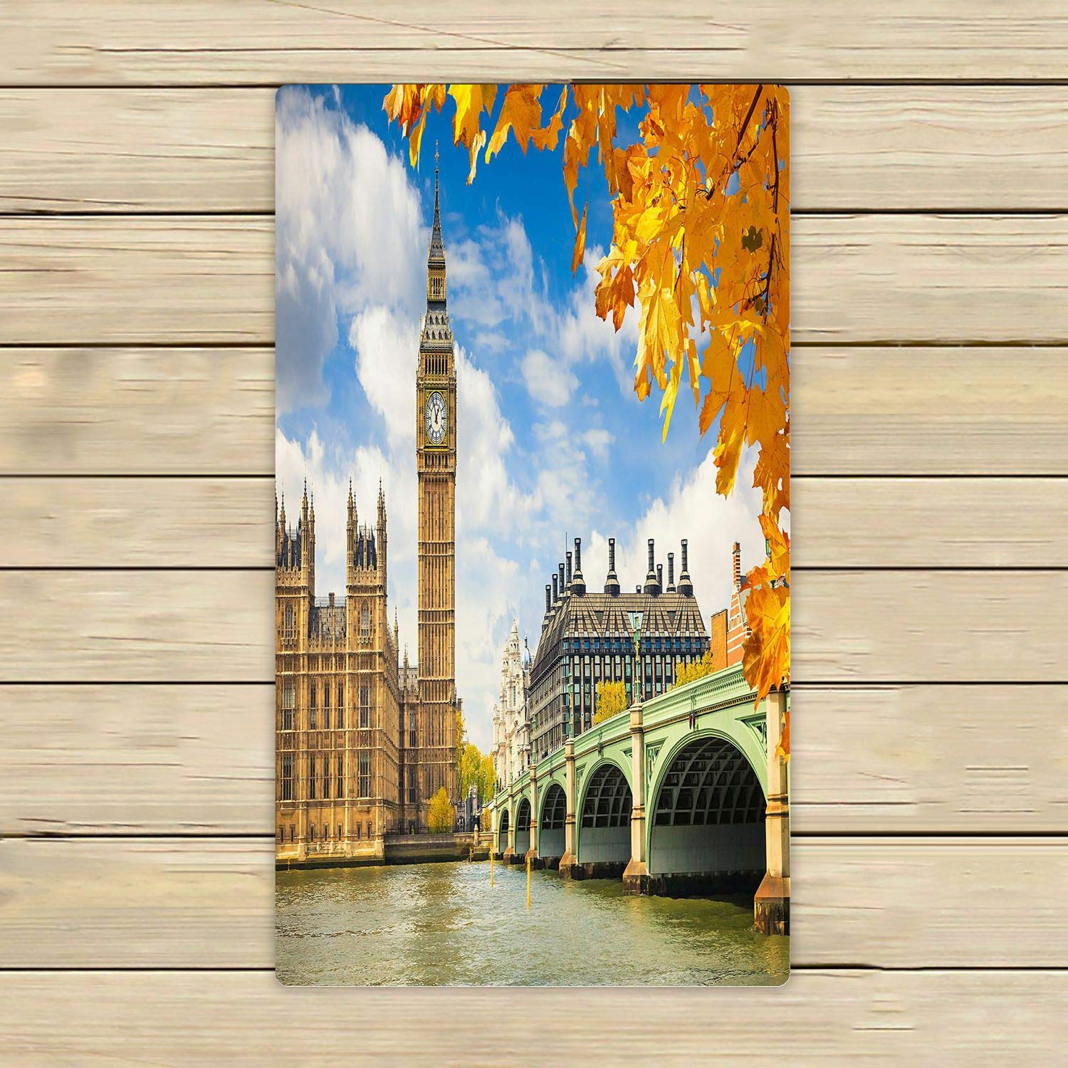 ABPHQTO Big Ben with Autumn Leaves London Towels - 16x28 Inch Premium Beach, Bath & Pool Towel for Travel, Sports & Hand Spa | Perfect for Vacation, Gym & Home Use
