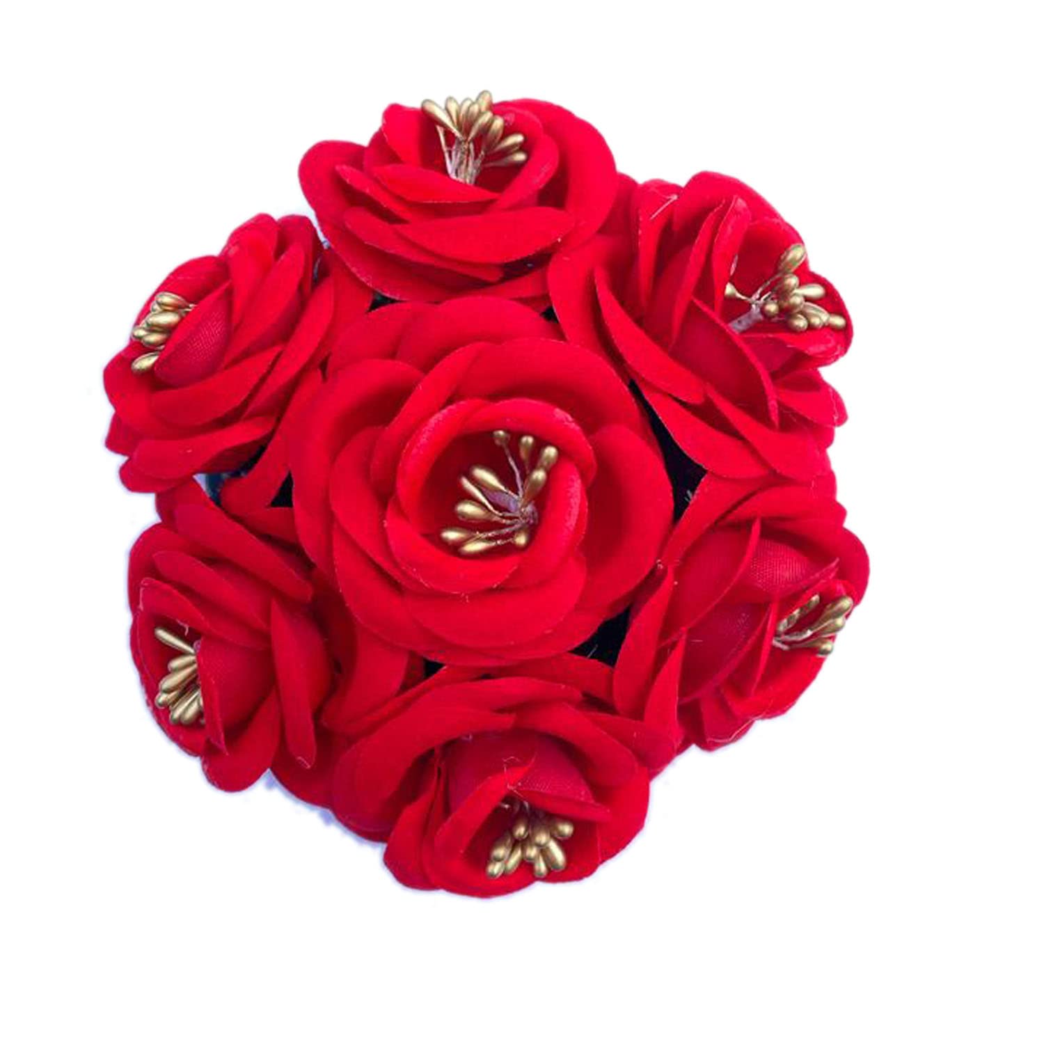 Elegant Red Rose Flower Hair Bun Gajra - Bridal Hair Accessory for Women & Girls | Perfect for Weddings, Parties & Indian Traditional Events | Pack of 1