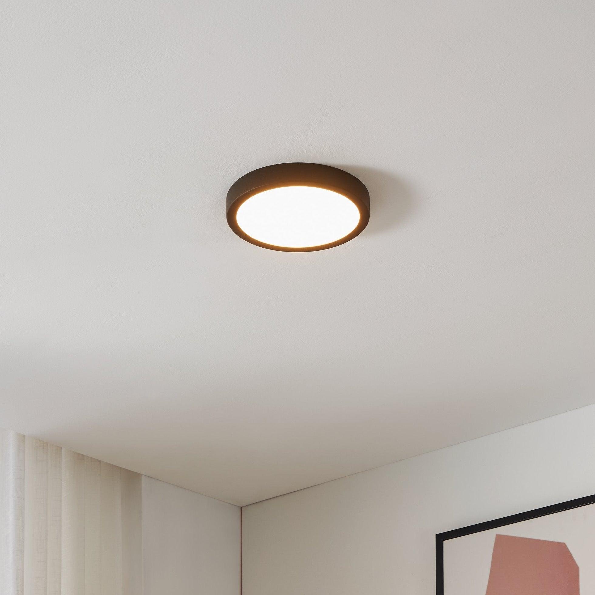 Eglo Connect Fueva Z Smart LED Black Round Flush Mount Ceiling Light - Modern Dimmable Lighting for Bedroom, Living Room & Kitchen