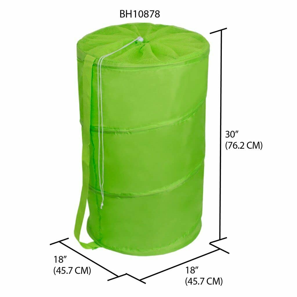 Collapsible Mesh Laundry Hamper Basket - Breathable Pop-Up Barrel Design, Solid Lime Color | Perfect for Dorm Rooms, Travel & Small Spaces