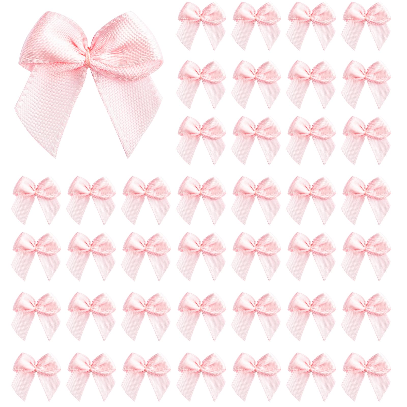 100 Pcs 1 Inch Mini Pink Satin Bows - Small Ribbon Bows for DIY Crafts, Sewing, Flower Arrangements, Bakery Wrapping & Party Decorations | Perfect for Wedding, Birthday, Baby Shower Decor & Gift Packaging