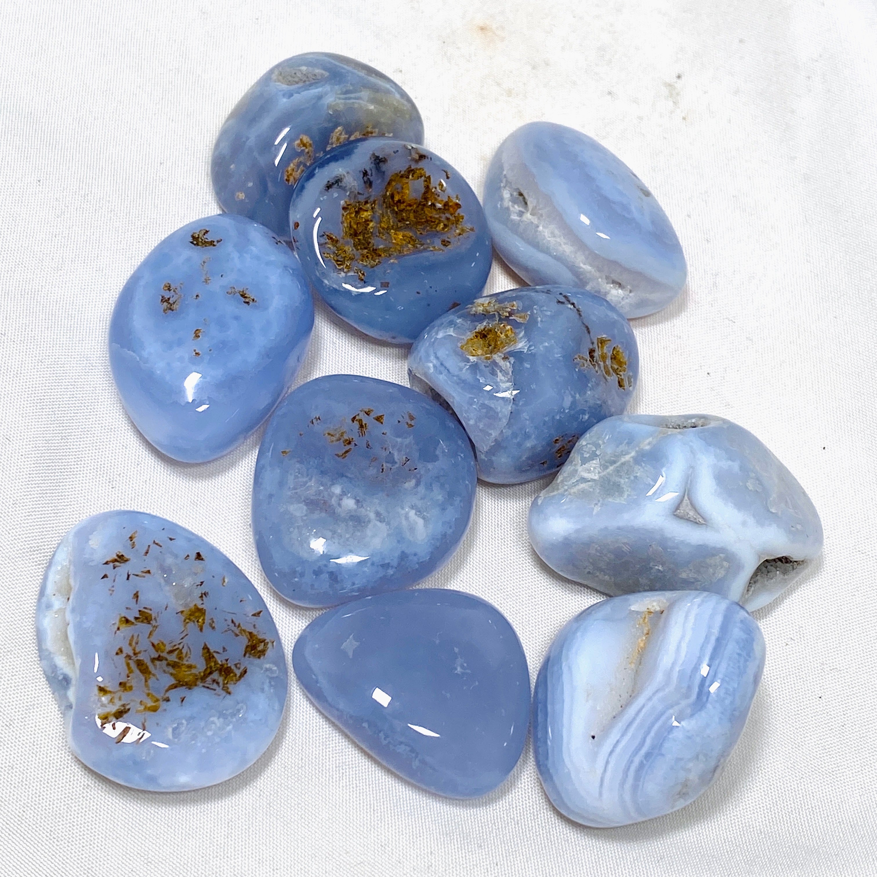 Natural Blue Chalcedony Tumbled Stones - Healing Crystals for Meditation, Reiki & Home Decor