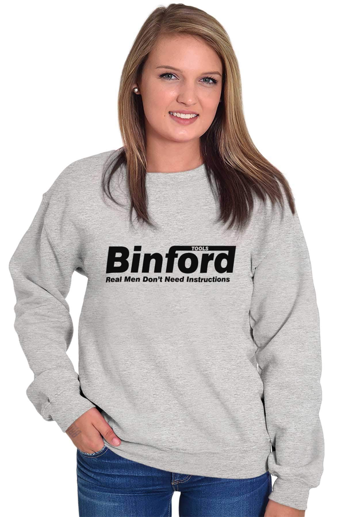 Brisco Brands Binford Tools Real Men No Instruction Sweatshirt - Unisex Pullover Hoodie for Men & Women | Perfect for DIY Projects, Workwear & Casual Outfits