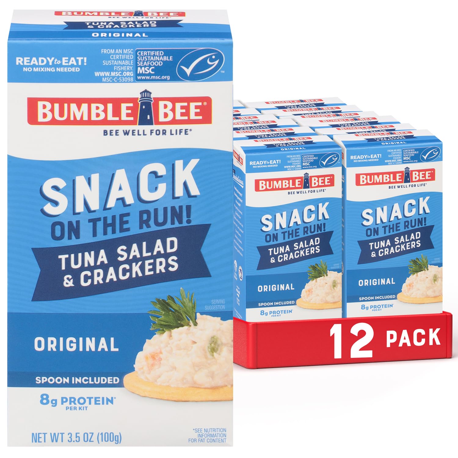 Bumble Bee Tuna Salad Kit with Crackers, 3.5oz (12 Pack) - Ready to Eat Protein Snack for On-the-Go