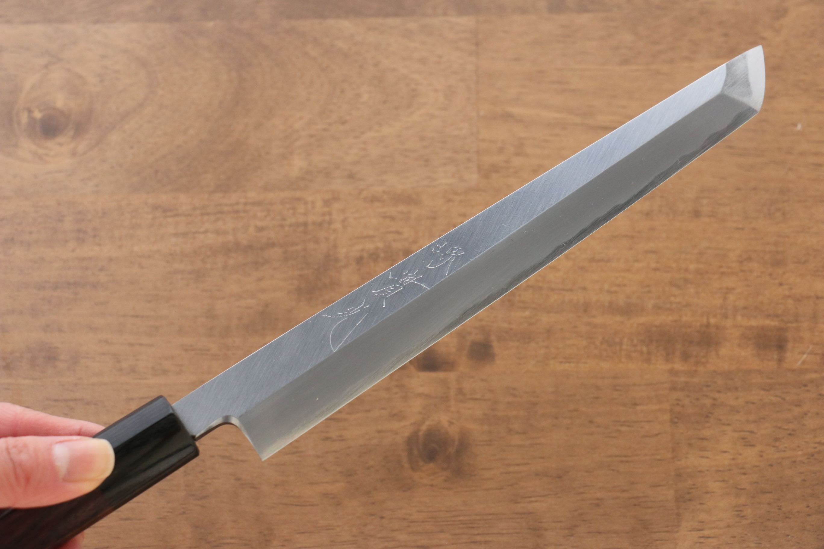 Premium Jikko White Steel No.2 Sakimaru Yanagiba Sushi Knife 210mm with Exquisite Shitan Handle - Perfect for Sushi Chefs & Japanese Cuisine Preparation