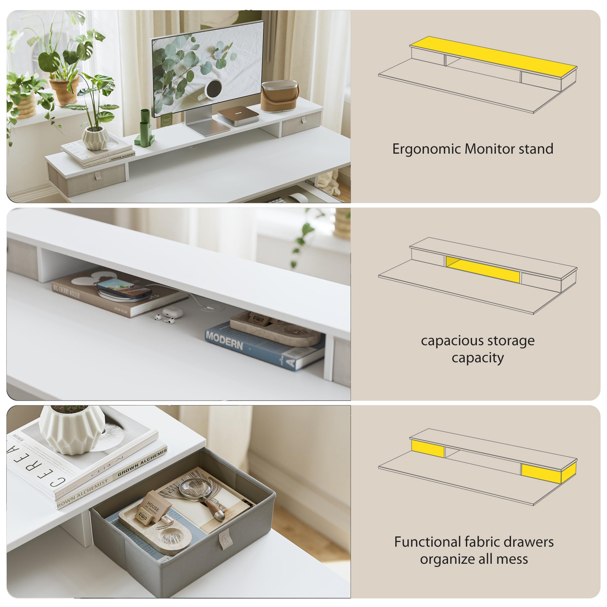 Agilestic 55 x 24 Inches Electric Height Adjustable Standing Desk with 2 Storage Drawers & Splice Board - White | Ergonomic Sit Stand Workstation for Home Office, Gaming & Study