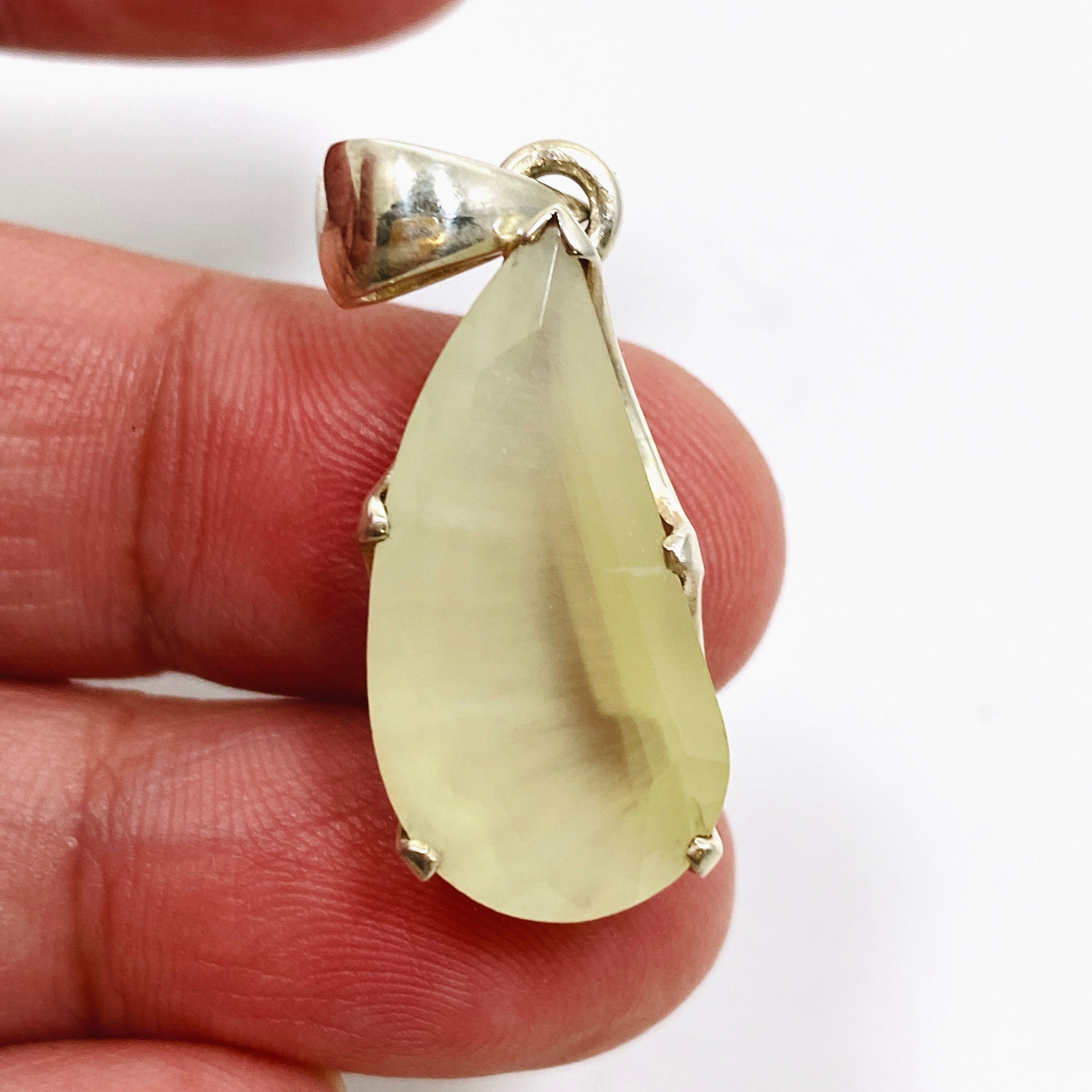 Natural Prehnite Freeform Faceted Pendant Necklace - Handcrafted Gemstone Jewelry PPGJ1020 | Spiritual Healing, Meditation & Boho Fashion Accessory