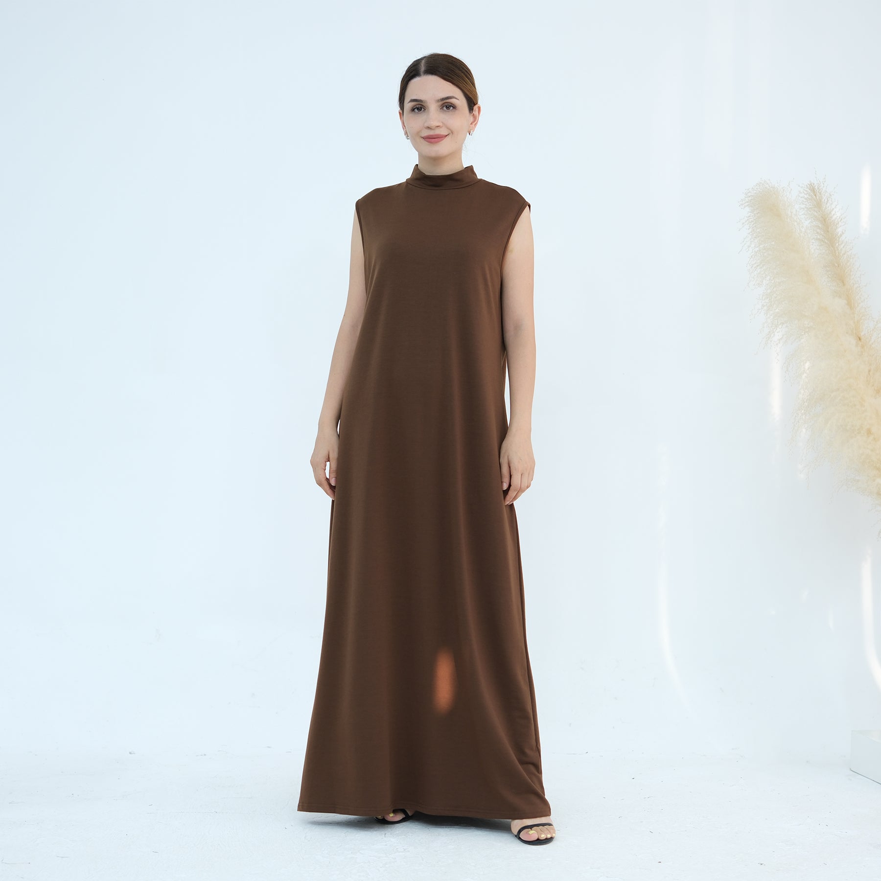 Jojo 3-Piece Modal Abaya Set - Soft & Comfortable Prayer Dress for Women - Brown | Perfect for Prayer, Mosque, and Special Occasions