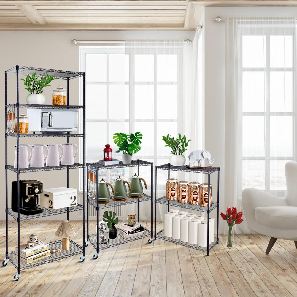 Clucycia 2-in-1 Adjustable 6-Tier Wire Shelving Unit - Convertible to 3-Tier Shelves (29.52
