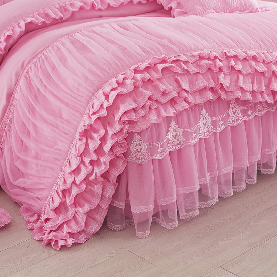 Princess Lace Bedding Set for Girls - Dreamy Beige Ruffle Duvet Cover with Bedskirt - Twin/Full/Queen Size - Perfect for Kids Bedroom, Nursery Decor & Fairy Tale Themed Rooms
