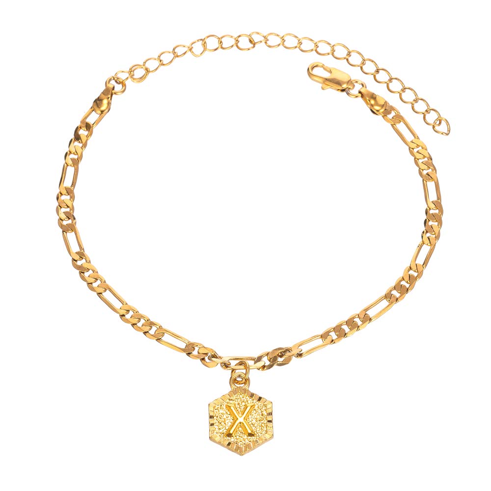Personalized Initial Ankle Bracelets for Women & Men - 18K Gold & Silver Figaro Cuban Link Anklet - Custom Name Jewelry with Initials - Perfect for Gifts, Beach Wear & Everyday Fashion Accessories