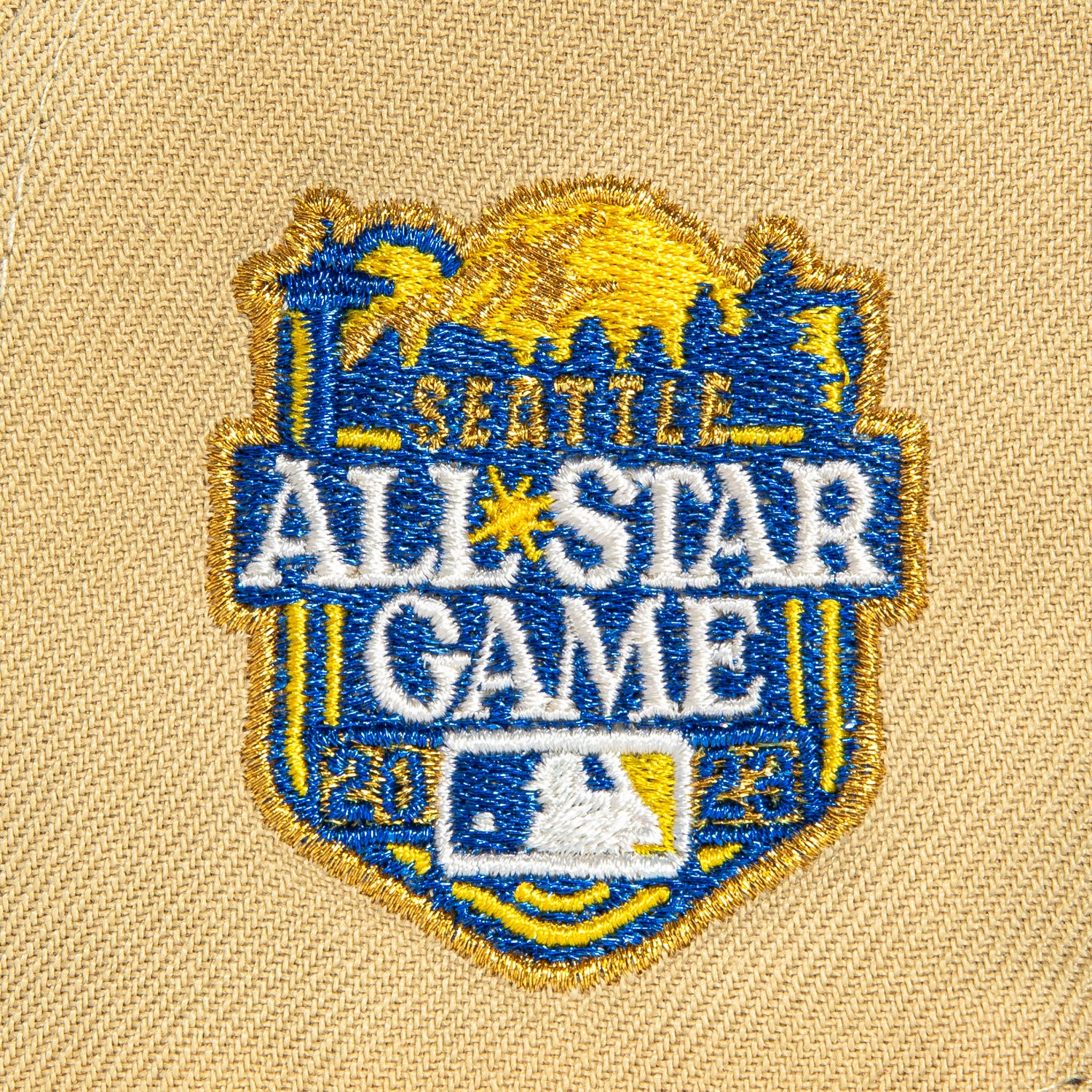New Era 59Fifty Seattle Mariners 2023 All Star Game Patch Baseball Cap - Tan & Royal Blue Adjustable Snapback Hat for Men & Women - Perfect for Baseball Games, Sports Events & Casual Wear