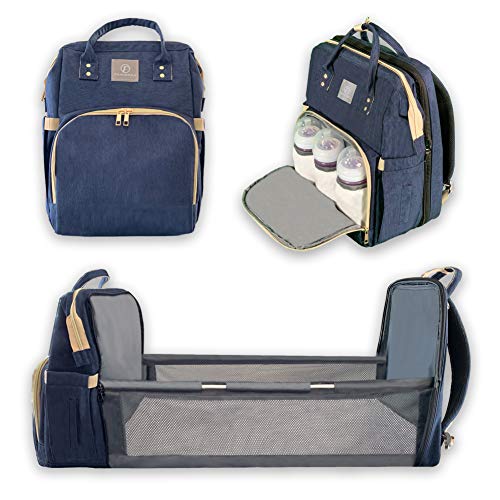 **Waterproof Diaper Bag Backpack for Baby Essentials – Large Capacity, Foldable & Multifunctional with Insulated Pockets, Changing Pad & Stroller Straps – Perfect for Travel, Daycare & On-the-Go Parents (Blue)**