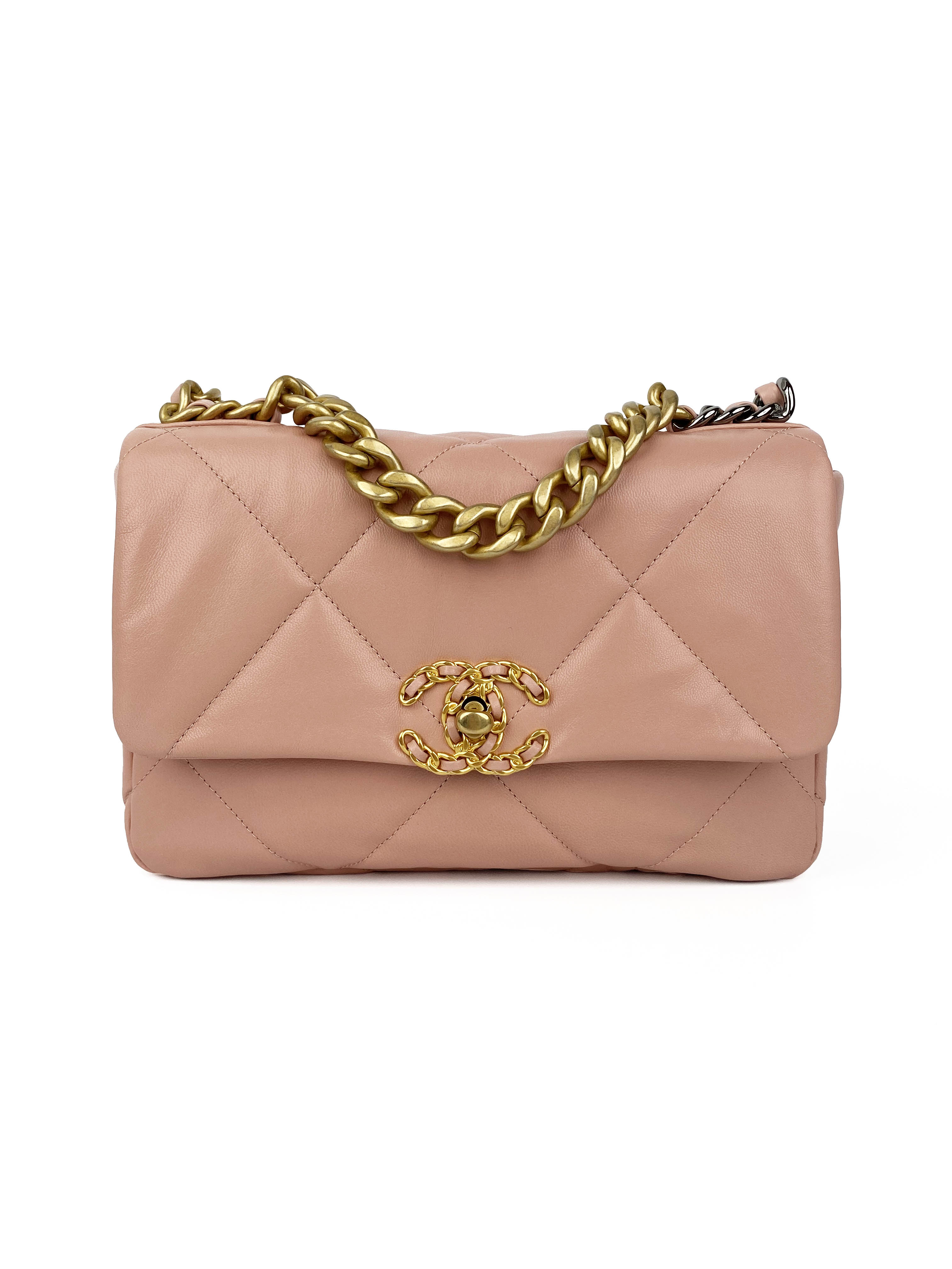 Chanel Blush Pink Small C19 Bag - Luxury Quilted Leather Crossbody Handbag for Women | Perfect for Date Night, Parties & Special Occasions
