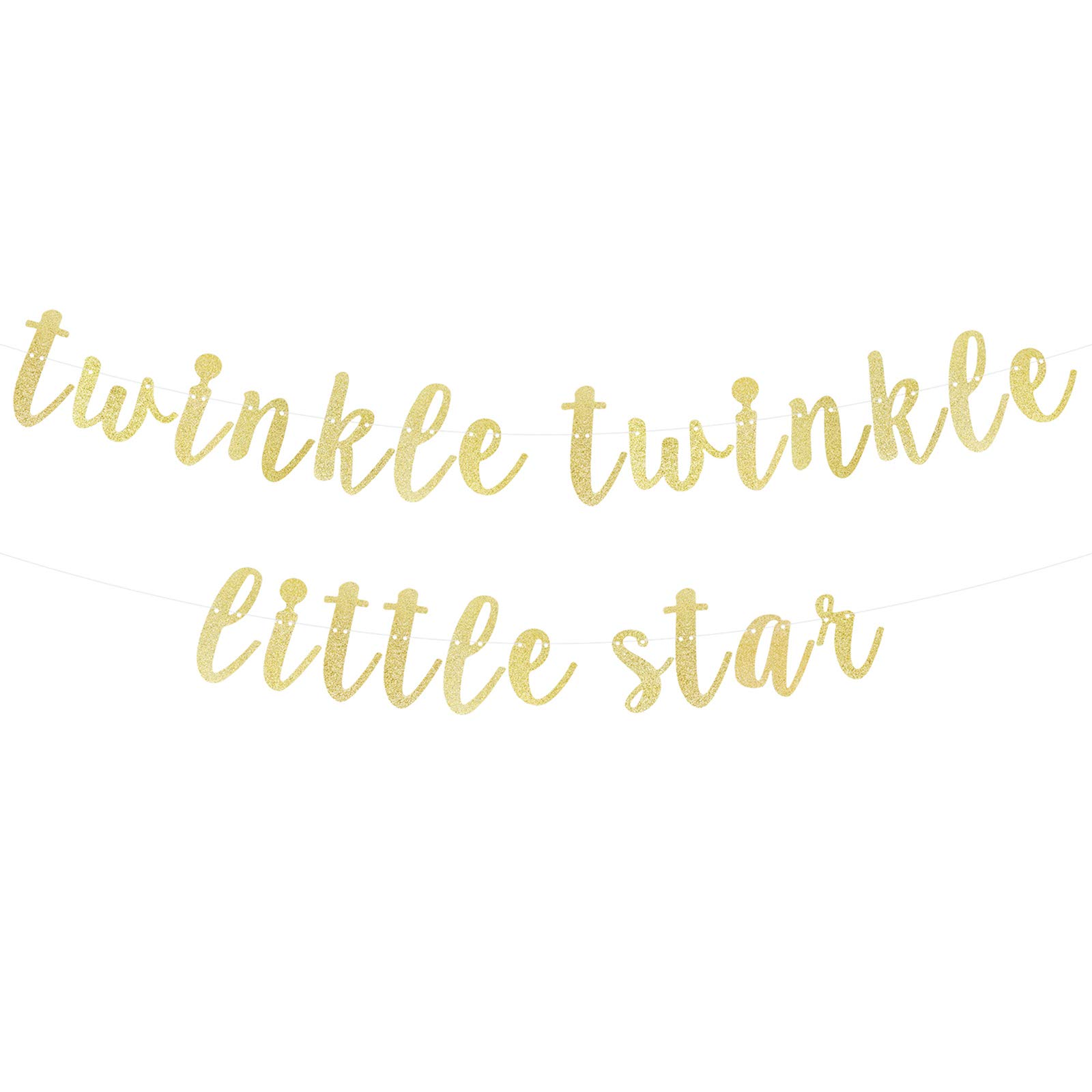 LINGTEER Twinkle Twinkle Little Star Gold Glitter Bunting Banner - Baby Shower Decorations, First Birthday Party Supplies, Nursery Wall Decor, Gender Reveal & Newborn Celebration Backdrop