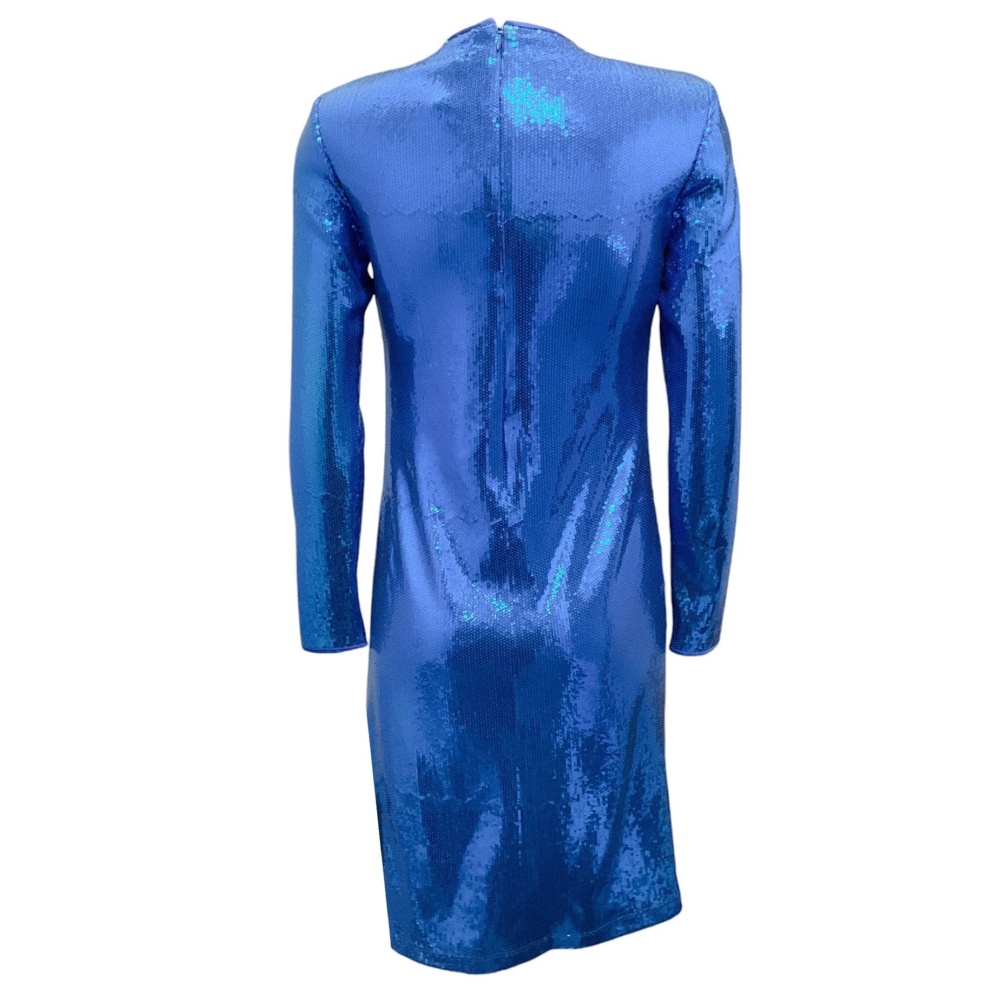 Jackie Rogers Blue Sequin Long Sleeve Cocktail Party Dress for Women - Elegant Evening Gown for Formal Events, Weddings & Night Out