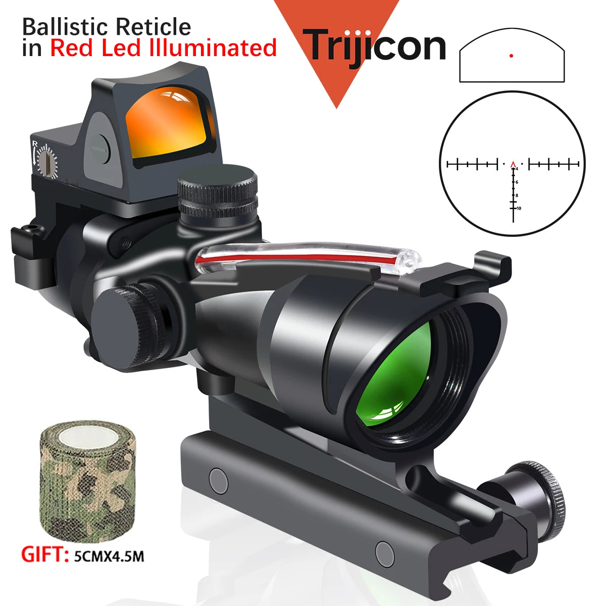 Trijicon ACOG 4X32 Rifle Scope with RMR - Fiber Optic Red/Green Dot Illumination, Etched Reticle - Perfect for Hunting, Tactical Shooting & Outdoor Adventures