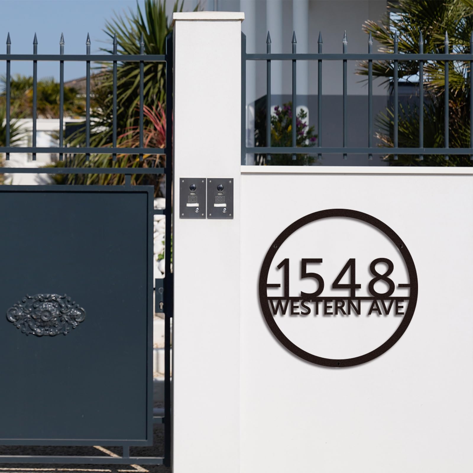 Custom Metal House Numbers for Outdoor - Personalized Modern Address Plaque Sign for Yard & Home - Durable Weatherproof House Numbering (Circle) - Perfect for Front Door, Mailbox & Driveway Visibility