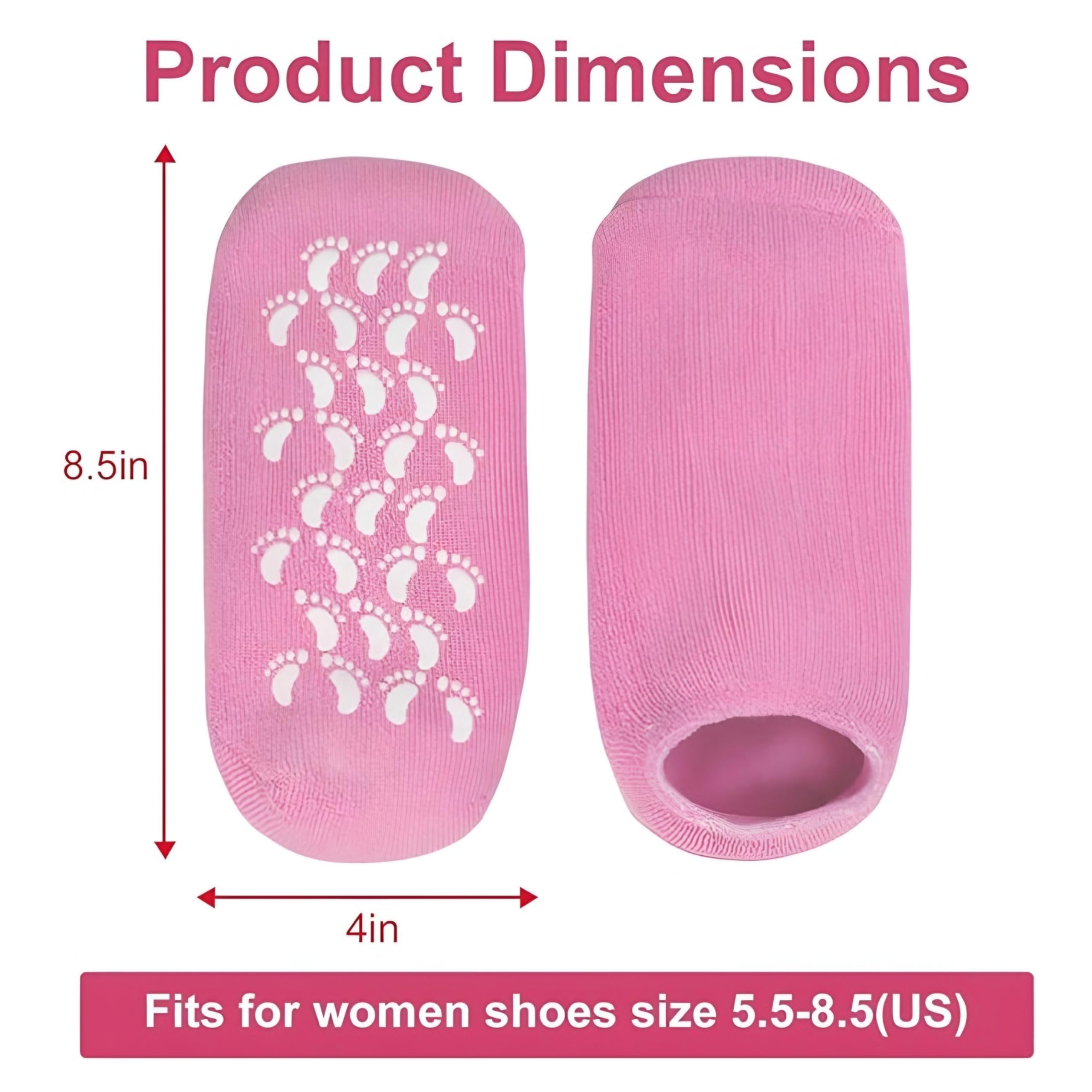 DS CARE Moisturizing Silicone Gel Socks for Dry Cracked Feet - Heel Repair & Foot Moisturizer Socks with Natural Oil & Vitamin E - Spa Treatment for Women & Men (Multicolor, 1 Pair) - Perfect for Overnight Foot Care & Cracked Heel Recovery