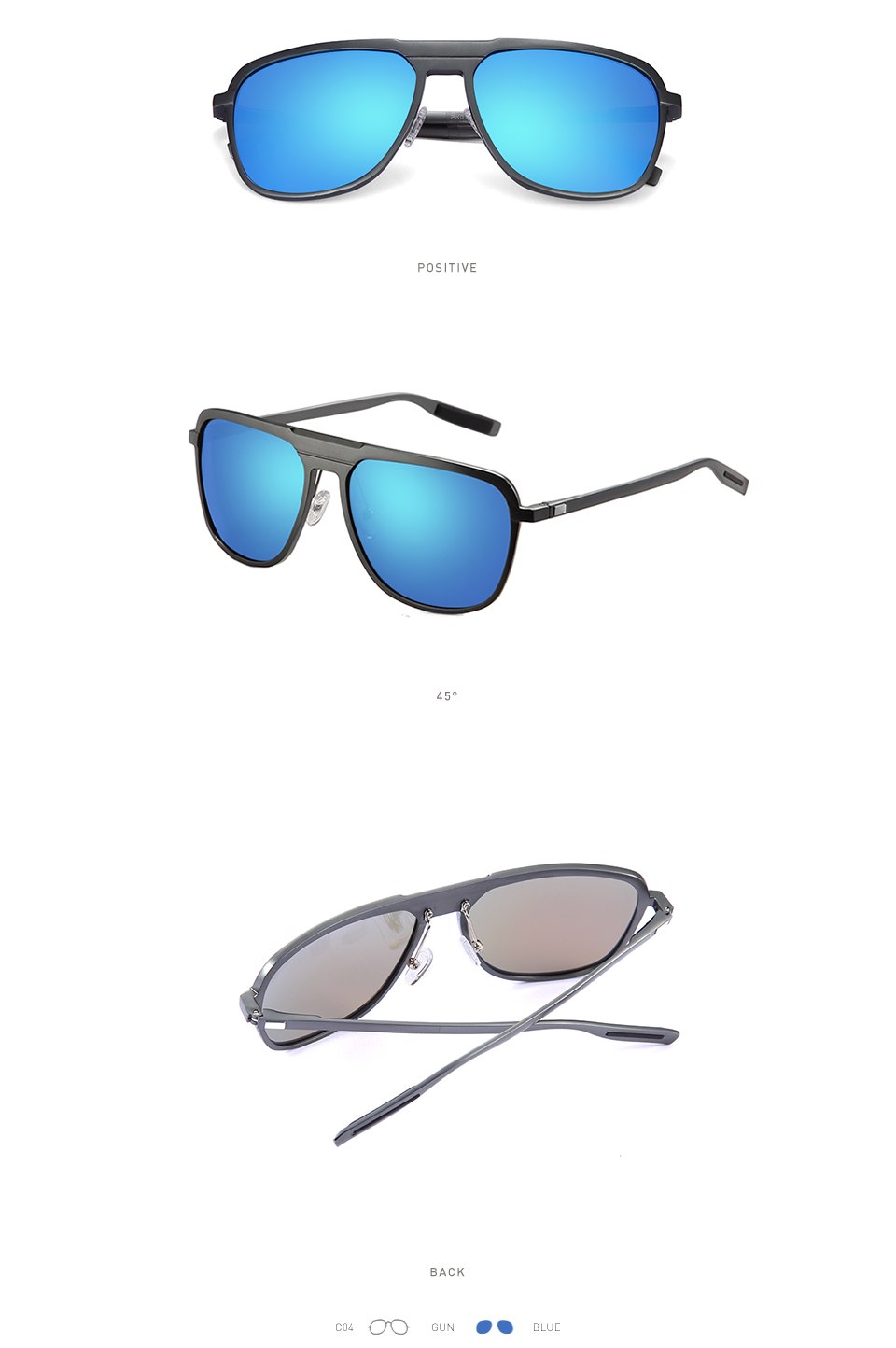 20/20 Unisex Full Rim Square Aluminum Polarized Sunglasses PK017 - Stylish UV Protection for Outdoor Activities, Driving & Fashion