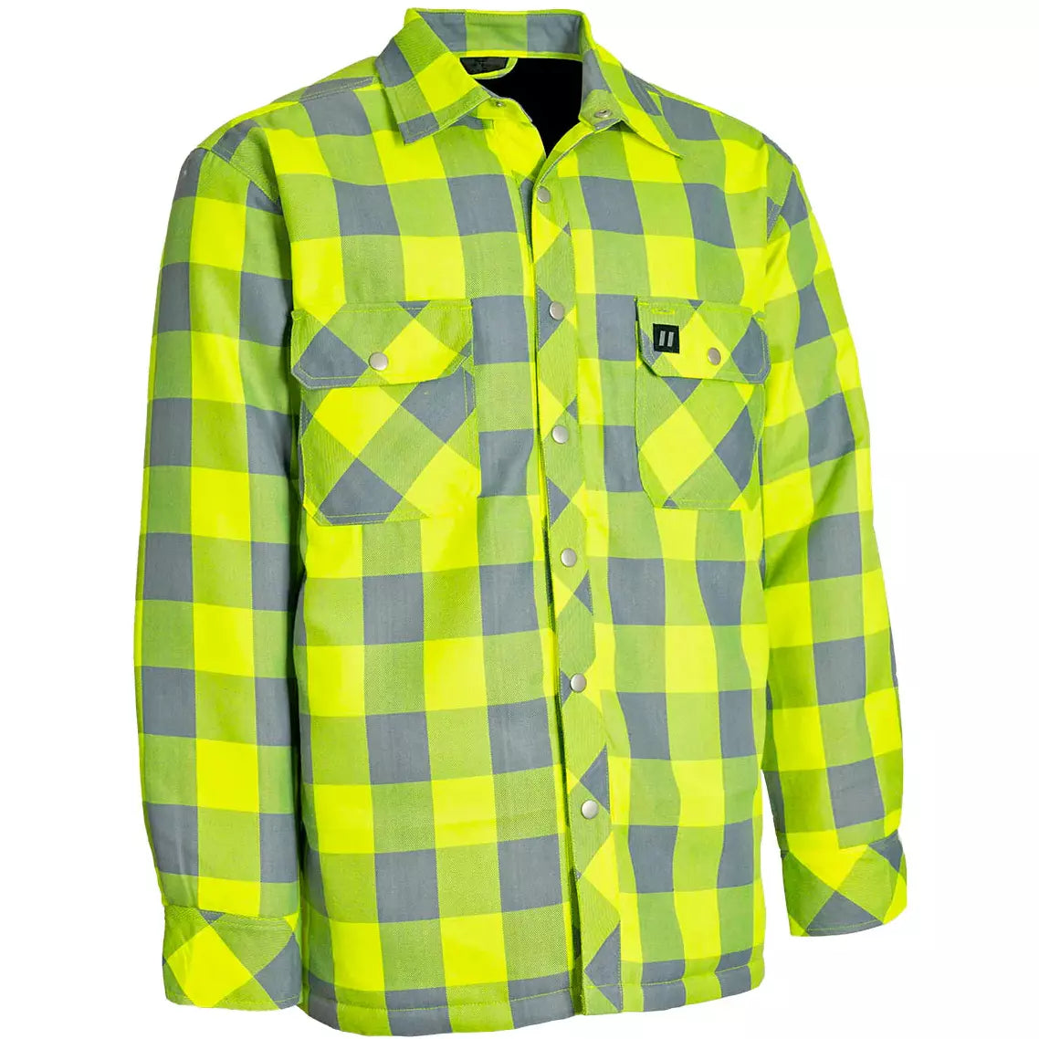 FORCEFIELD Hi-Visibility Buffalo Plaid Flannel Shirt Jacket - Quilt-Lined, Warm & Durable (Model: 024 LC53QF HVBP) - Perfect for Construction Work, Outdoor Activities & Cold Weather
