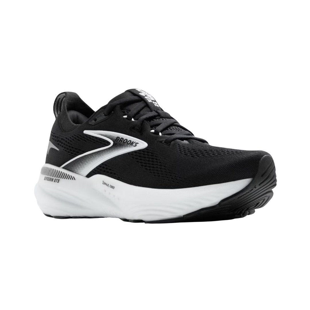 Women's Glycerin GTS 22 Running Shoes - Black/Grey/White (D Width) - Lightweight Cushioned Sneakers for Jogging, Gym Workouts & Daily Walking
