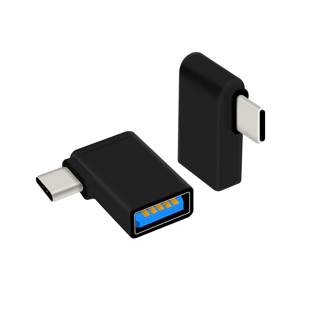 90° USB C to USB 3.0 Adapter (2 Pack) - OTG for Smartphones & Laptops