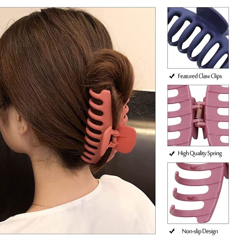 Shidara 4 Inch Large Hair Claw Clips for Women - 6 Pack Strong Hold Non-Slip Jaw Clamps (Multicolor) - Perfect for Thick Hair, Ponytails & Updos