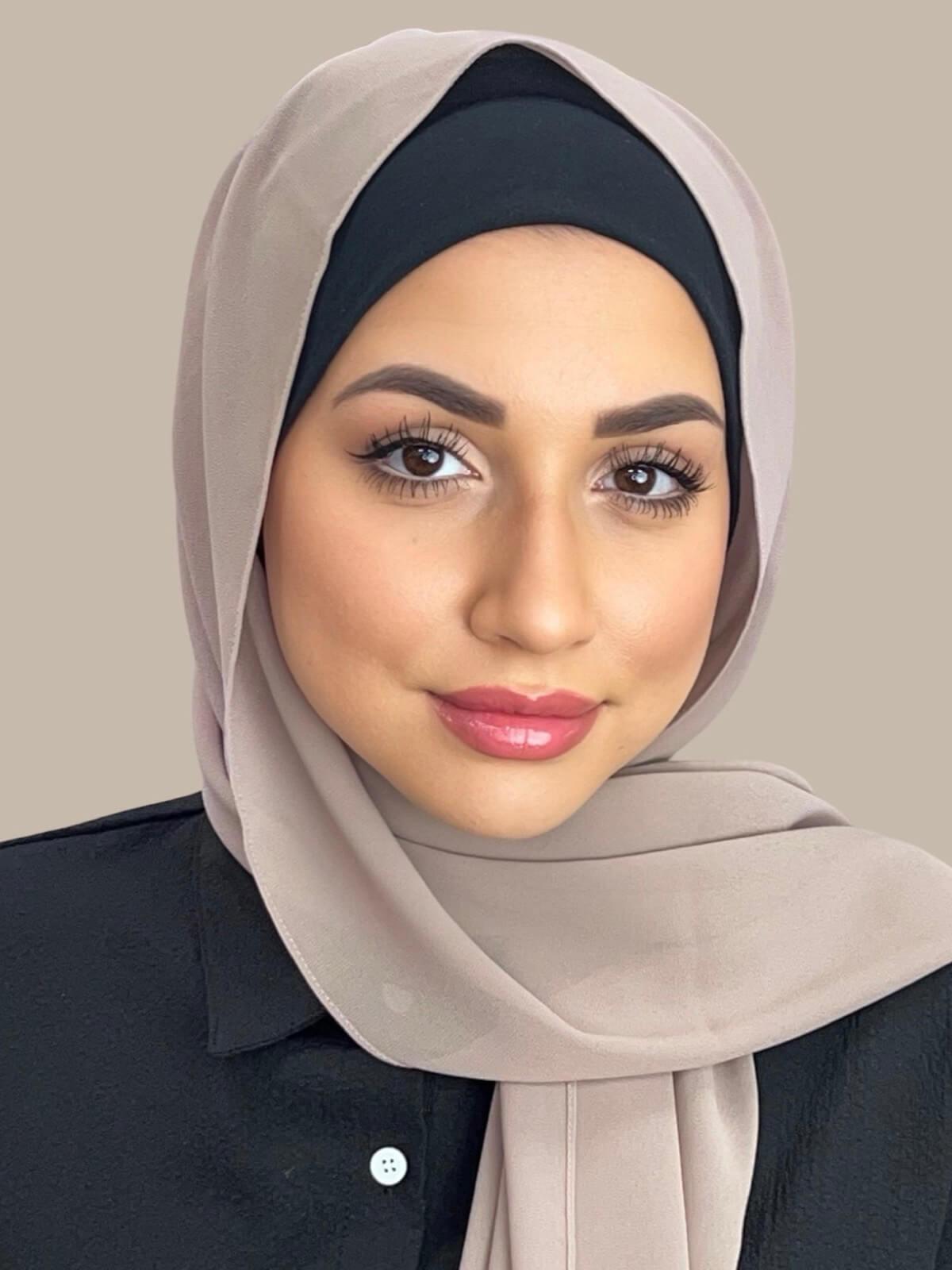 Elegant Taupe Chiffon Hijab Scarf - Lightweight & Breathable for Women - Perfect for Daily Wear, Prayer, and Special Occasions