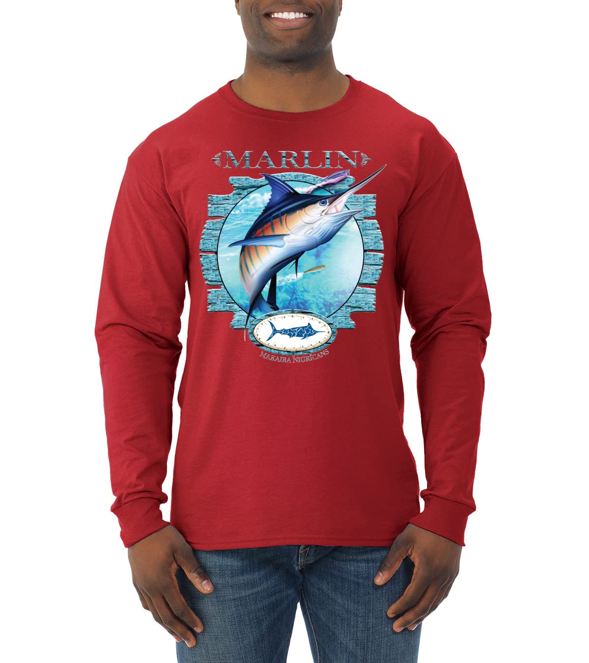 Blue Marlin Fish Sports Men's Long Sleeve Shirt - Performance Fishing & Outdoor Activewear for Men