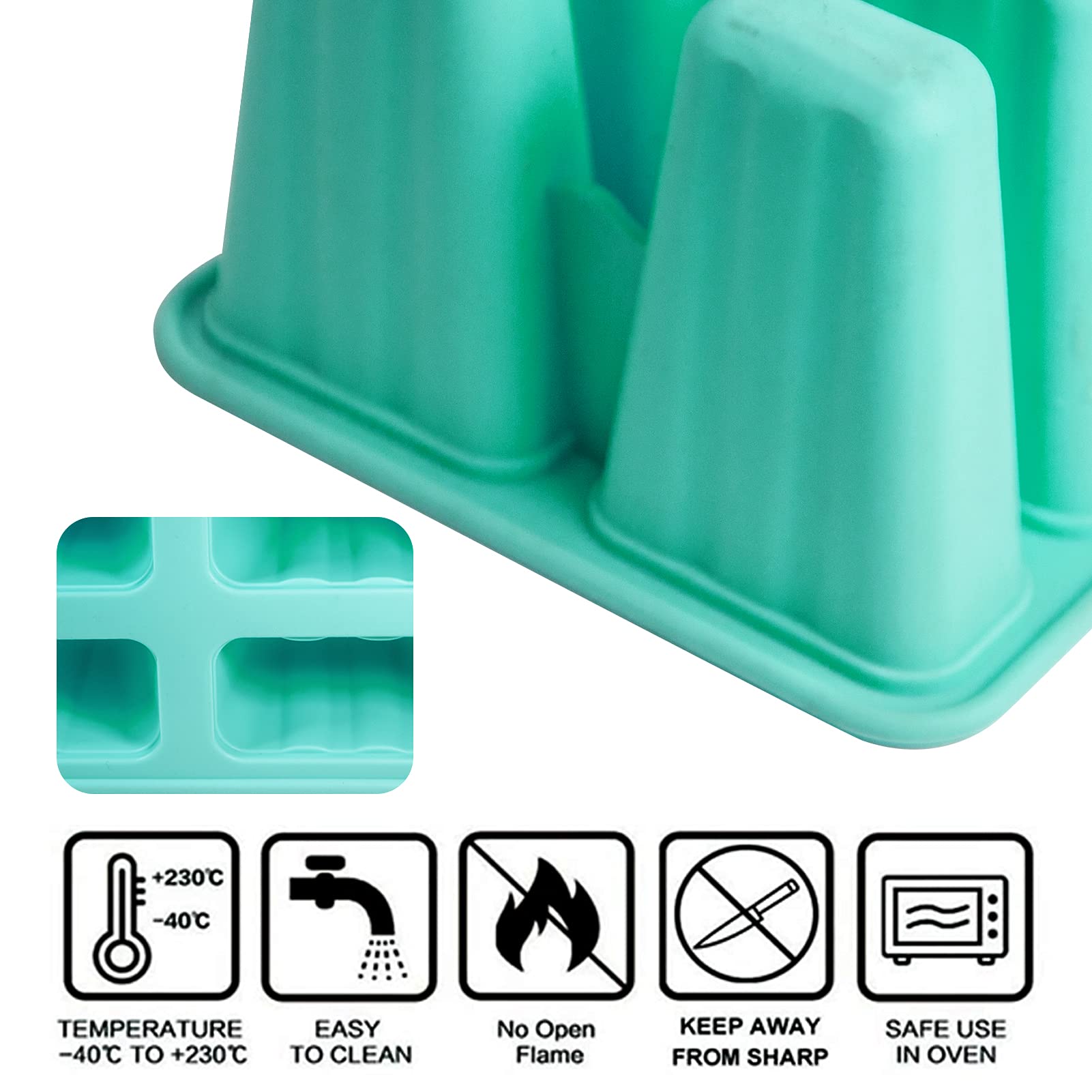 Meajore 12 Cavity BPA-Free Silicone Popsicle Molds - Reusable Ice Pop Maker for Kids & Adults - Perfect for Homemade Frozen Treats, Summer Snacks, and Party Desserts (Green)