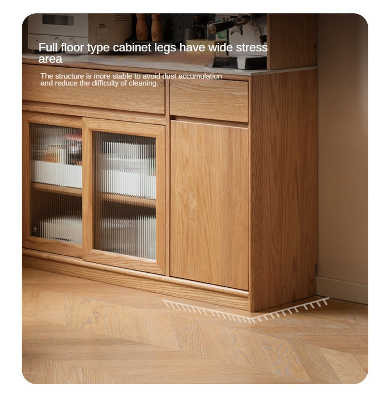 Solid Oak Wood Rock Board Modern Sideboard - Stylish Storage Cabinet for Living Room, Dining Room, or Entryway