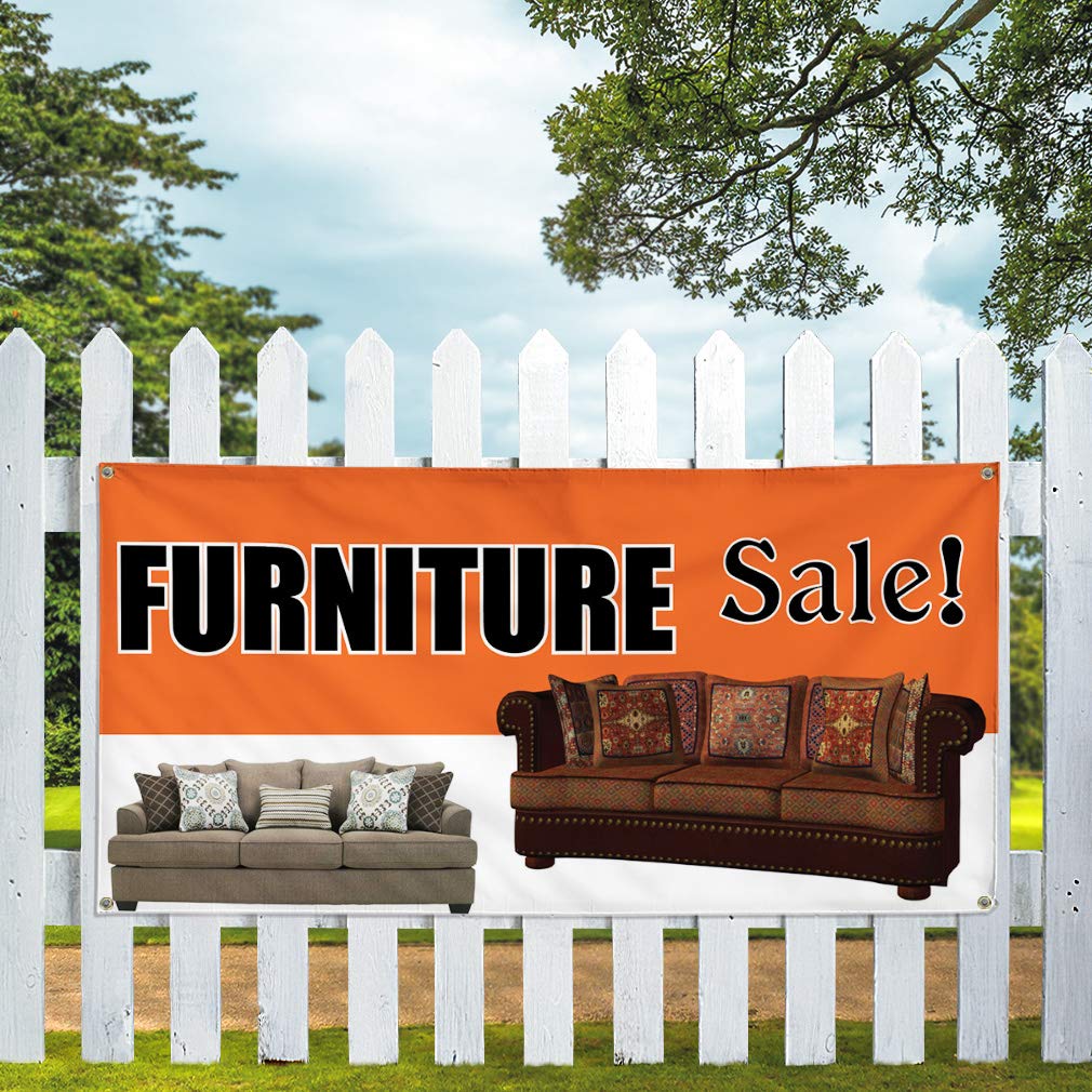 Custom Vinyl Banners for Furniture Sales - Weatherproof Outdoor Advertising Signs with 4 Grommets (24x48 Inches) - Perfect for Retail Stores, Yard Sales & Industrial Events