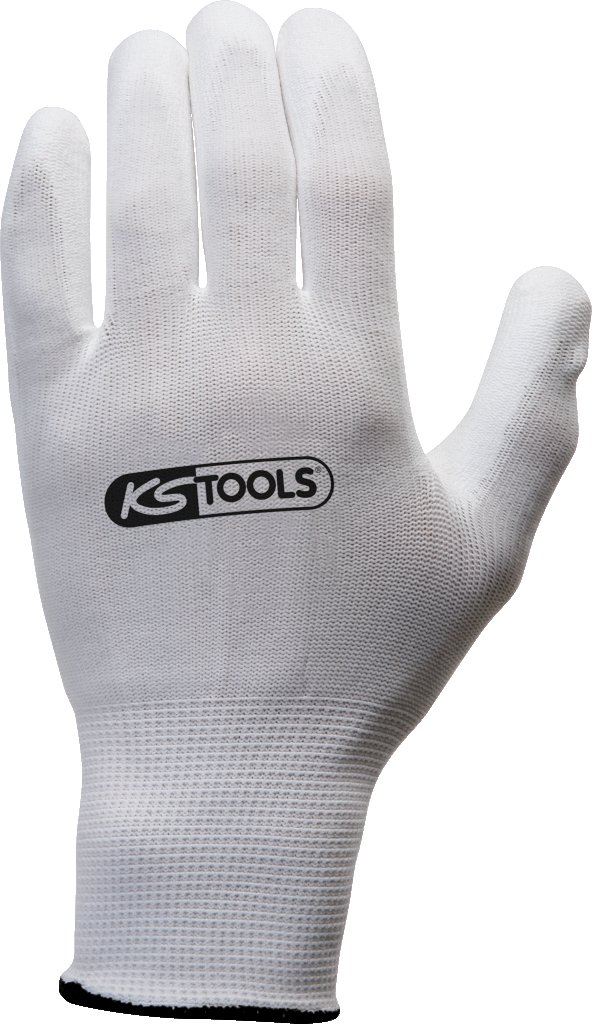 KS TOOLS 310.0455 Extra Long Micro Fine White Gloves - 12 Pairs, One Size Fits All - Perfect for Laboratory Work, Food Handling & Medical Use