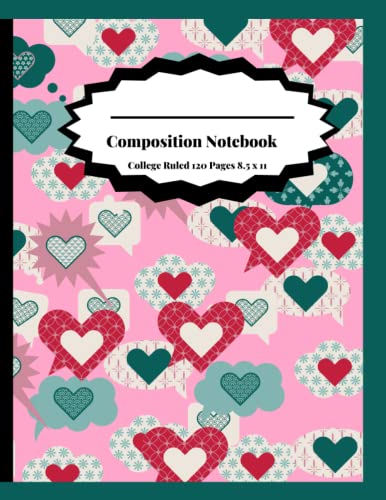 Composition Notebook: College Ruled Lined Paper Journal with Heart Geometric Bubble Design - Perfect for School, College, Note Taking & Creative Writing - Ideal for Students, Teens, Boys & Girls - Back to School Supplies & Home Office Essentials