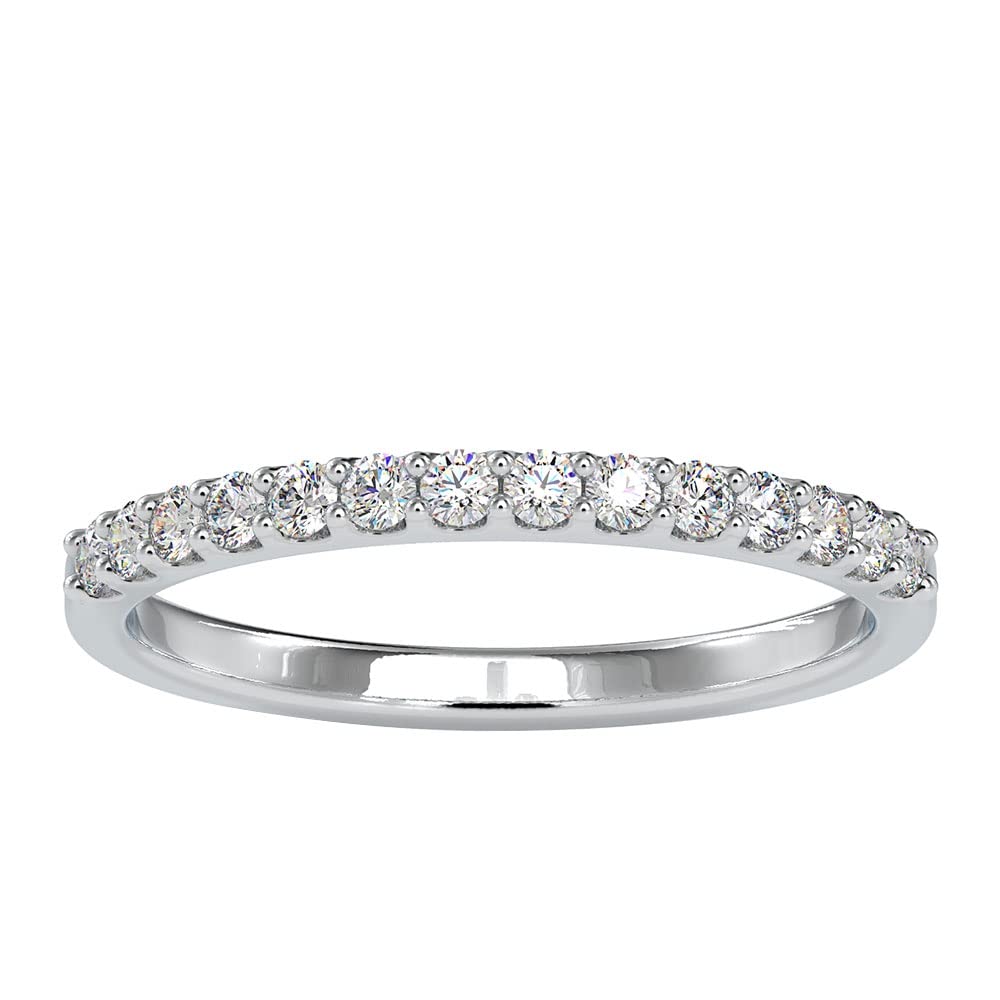 14K Solid Gold Women's Diamond Half Eternity Band Ring - Genuine Round Cut 0.25 CT April Birthstone Ring with Scalloped Setting | Perfect for Anniversaries, Engagements & Special Occasions