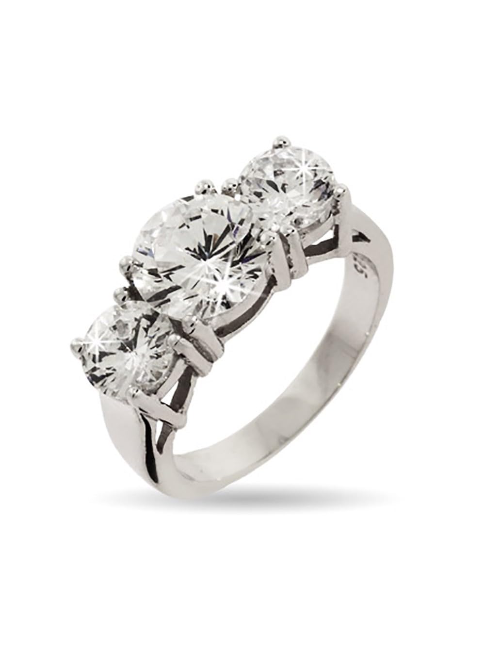 EVE'S ADDICTION Classic Past Present & Future Brilliant Cut Three Simulated Stone Ring - Elegant Gift for Mother, Wife, Anniversary, Birthday | Perfect for Weddings, Parties & Special Occasions