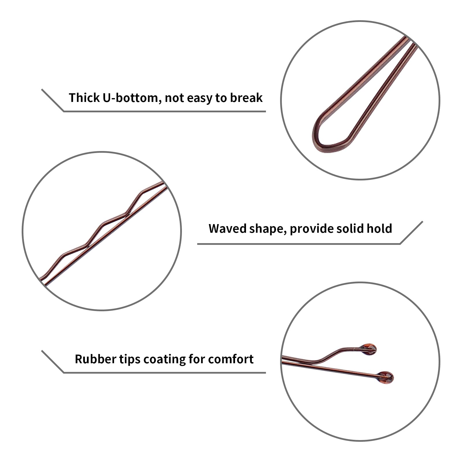 Vaincre 150 Count Brown Bobby Pins for Buns - 2 Inch Hair Pins Bulk with Storage Case, Pain-Free Hair Clips for Women and Girls | Perfect for Updos, Braids, and Everyday Hairstyles