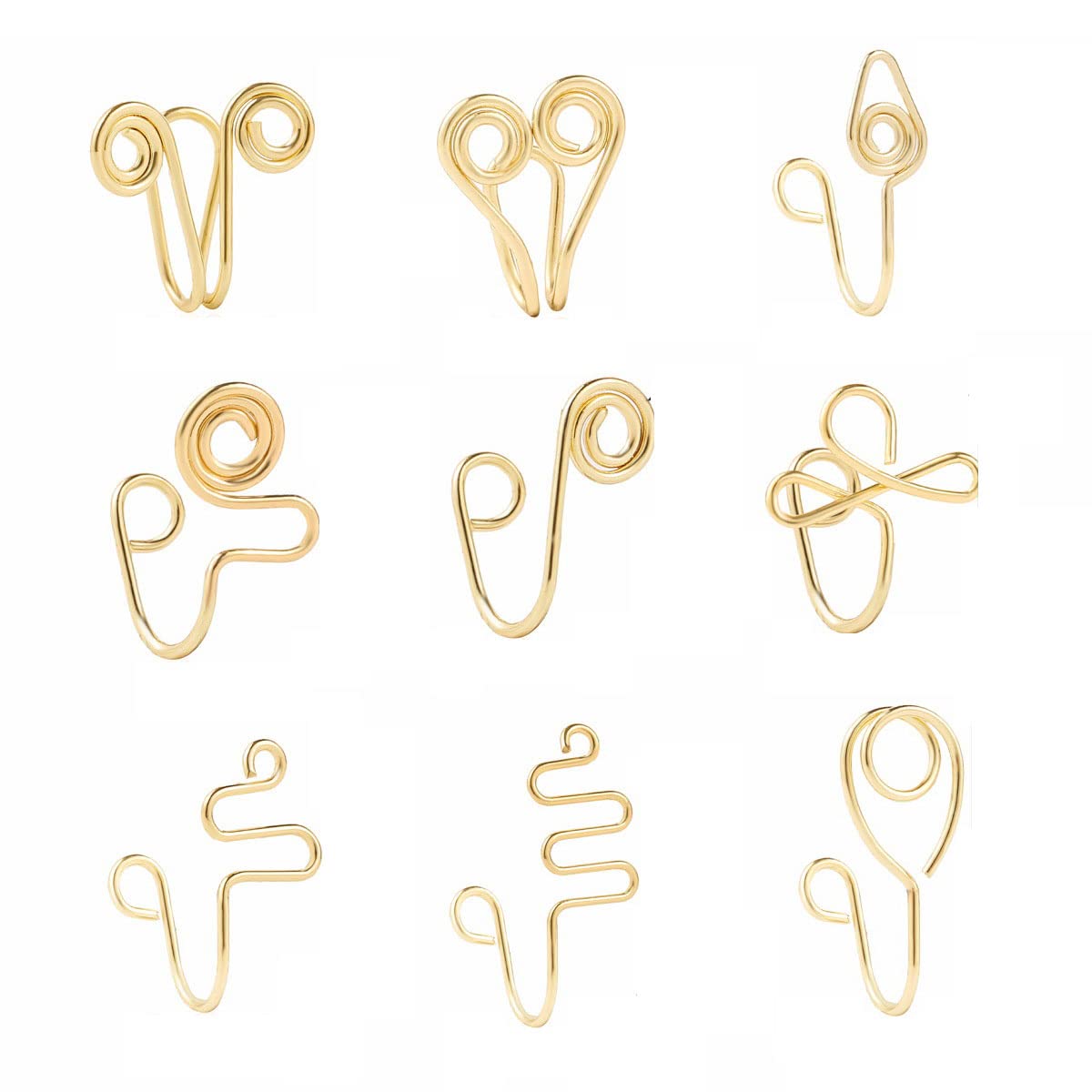 African Nose Cuff Non-Piercing Set - Fake Gold Clip On Nose Ring for Women & Men - Perfect for Festivals, Parties, and Boho Fashion Accessories