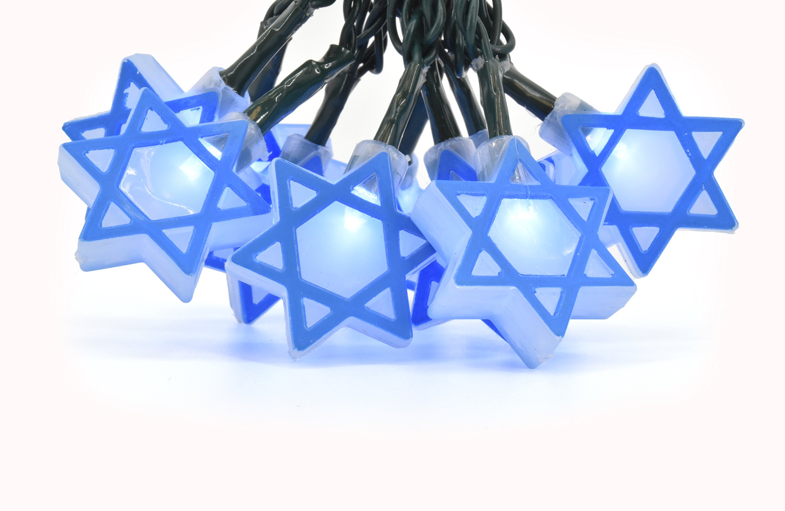 PRODUCTWORKS 20 Count Hanukkah Star of David LED String Lights - Battery Operated with ON/Off/Twinkle/Timer Modes - Perfect for Hanukkah Decorations, Christmas Tree Lights, Party Decor, and Home Lighting