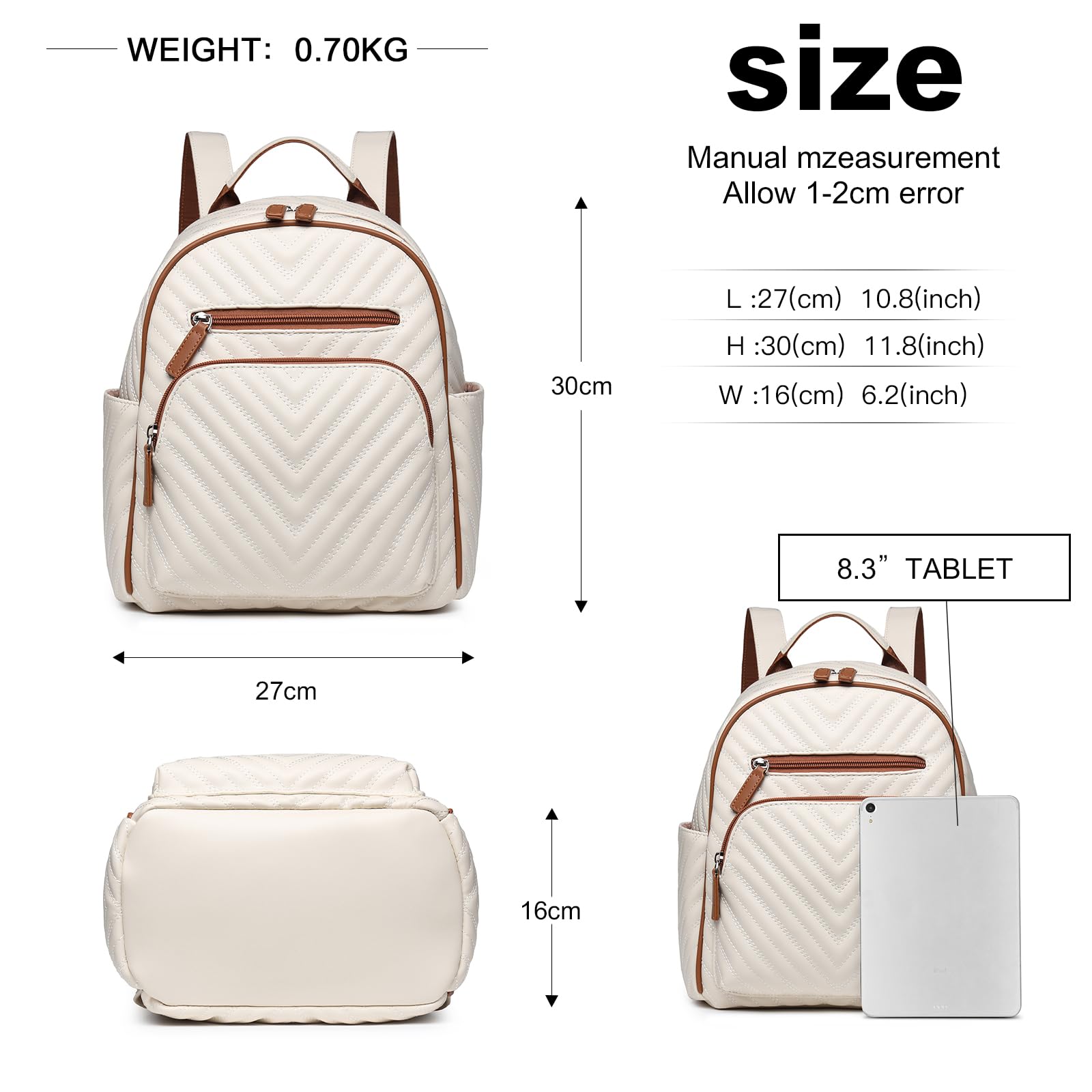 Miss Lulu Women's Fashion Backpack - PU Leather Rucksack for Women & Girls, Anti-Theft Waterproof Daypack, Causal Mini Shoulder Bag | Perfect for School, Travel, Work & Daily Use