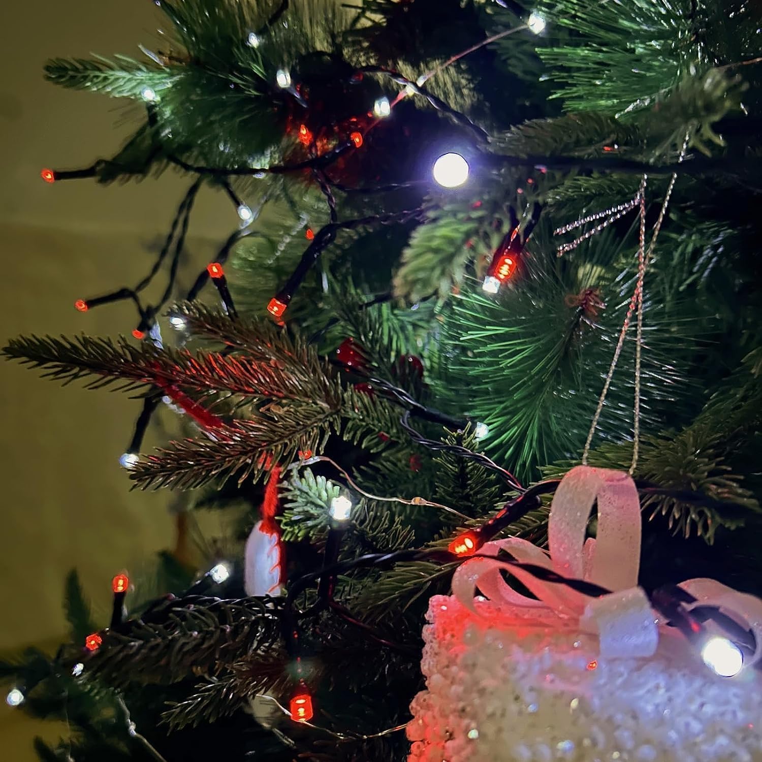 Red & White Christmas String Lights - 240 LED, 8 Modes, Waterproof for Indoor/Outdoor Holiday Decor