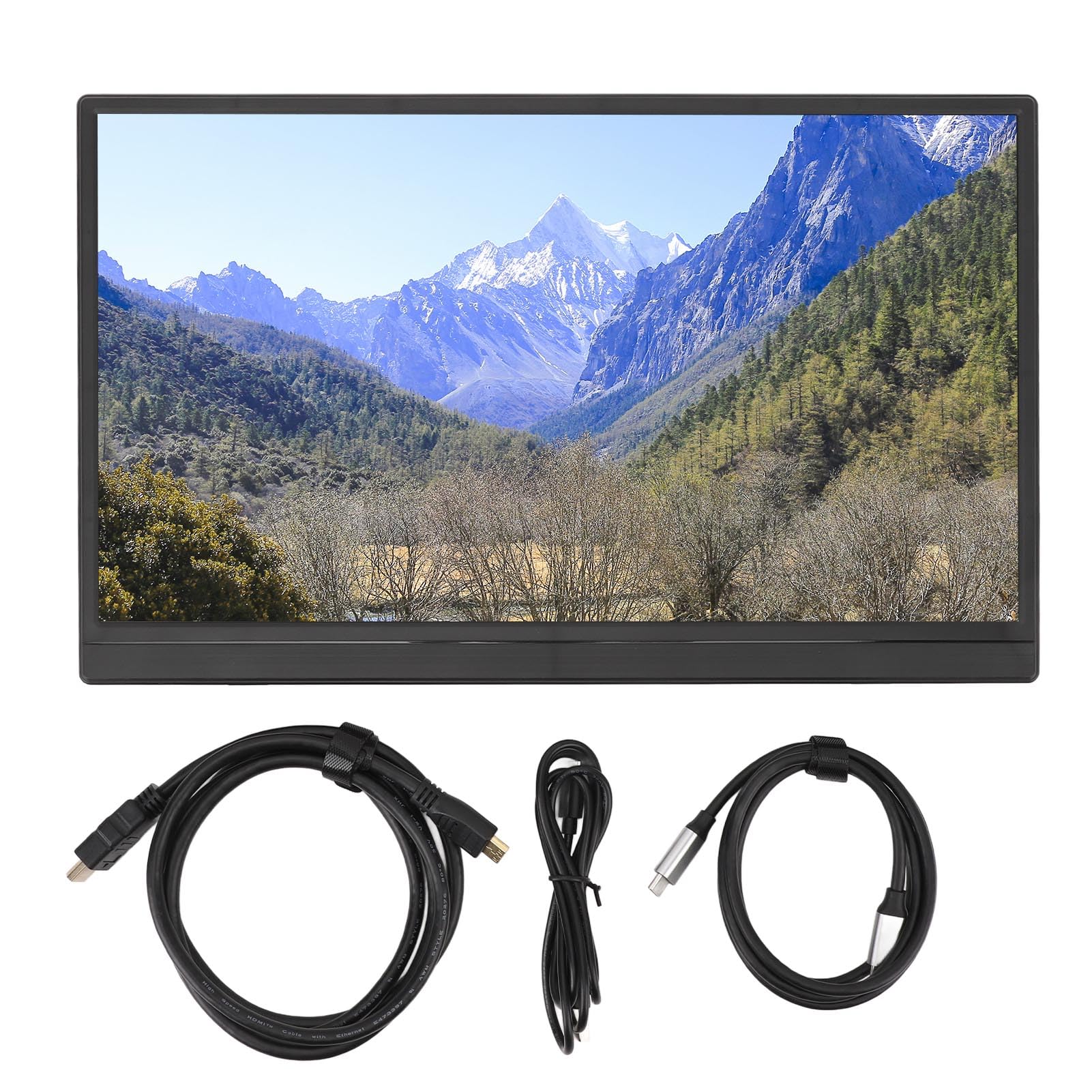 15.6 Inch IPS Portable Monitor with USB-C, Full HD 1920x1080, Ultra-Slim Design, 178° Wide Viewing Angle & 3D Stereo Sound - Perfect for Laptop, PC, Xbox, Gaming & Office Work