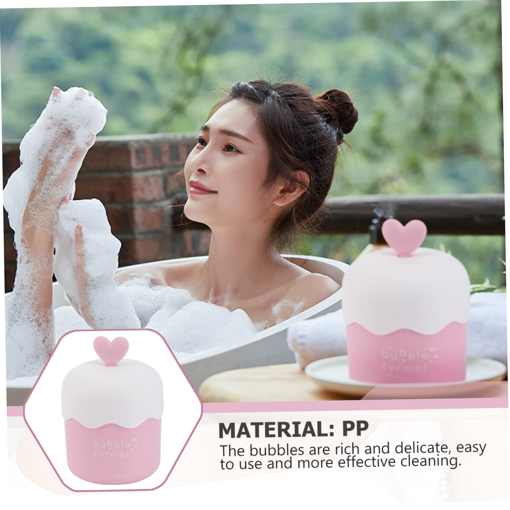 Minkissy 1PC Bubble Machine Foaming Facial Cleanser - Skin Care Cleaning Tool for Face, Bubble Cup & Maker, PP Material, Child-Friendly Pink | Perfect for Daily Skincare Routine & Spa Treatments